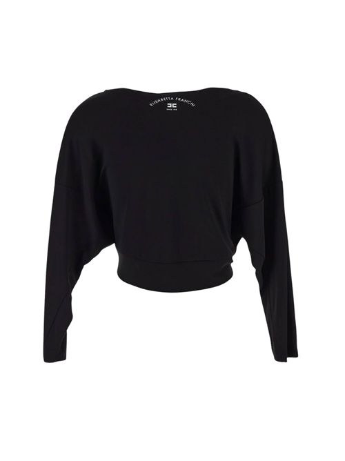 Maglia in jersey crepe Nero con piercing Elisabetta Franchi | MD00251E2110
